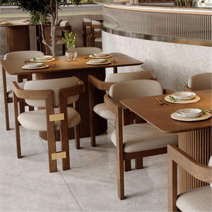 Set di Tavolo e Sedie da Pranzo Rotondo di Alta Qualità per Ristorante e Buffet, con Sedie Incluse - Product Image 2