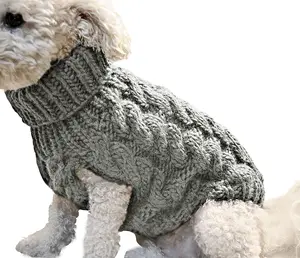 Luxury Solid Color Knitted Dog Jumper Sweater Winter Warm Soft Pet Clothes Knit Sweaters For Dogs
