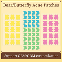 Patchs Hydrocolloïdes Anti-Acné en Forme d'Ours et de Papillon – Traitement Localisé, Multicolores, Imperméables pour l'Acné
