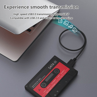 Boîtier externe pour disque dur SSD/HDD SATA 2,5 pouces USB 3.0 Type-C, design rétro cassette, pour ordinateur portable et PC, 6 Gbit/s