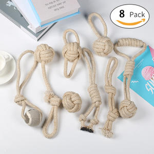 Toptan paketi 7 pamuk ve keten halat topu Pet oyuncak halat oyuncak düğüm topu çiğnemek köpek ile oyuncak seti interaktif hediye - Product Image 1