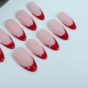 <span class=keywords><strong>Uñas</strong></span>, <span class=keywords><strong>uñas</strong></span> artificiales hechas a mano puras pintadas a mano rojo francés pequeña perla <span class=keywords><strong>uñas</strong></span> reutilizables de alta calidad - Product Image 4