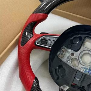 Volant en cuir en fibre de carbone personnalisé pour <span class=keywords><strong>Audi</strong></span> A6 A3 A4 A5 Q5 RS3 RS7 Q7 C6 C8 A8 S6 S7 B8 B8.5 B9 S3 S4 S5 Bouton Sports - Product Image 6