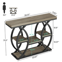 Table console Tribesigns de 39,4 pouces, table de canapé industrielle à 4 niveaux, table d'entrée avec étagères de rangement, tables d'appoint étroites en bois