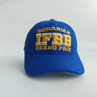 Casquette Souvenir d'Événement Broderie 3D en Relief Logo IFBB Grand Prix Bleu Royal Structurée pour Compétition de Musculation