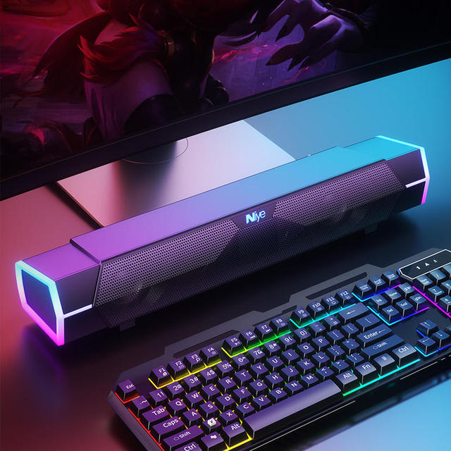RGB Colorful Lights HIFI Gaming Bar Computer Speaker Wireless Gaming Speaker Soundbar Pc Computer Speaker