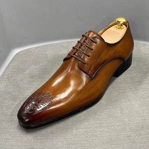 Chaussures à lacets de luxe pour hommes en cuir véritable, teintes à la main, design magnifique, fabrication artisanale, chaussures pour hommes pour la marche quotidienne en plein air - Product Image 3