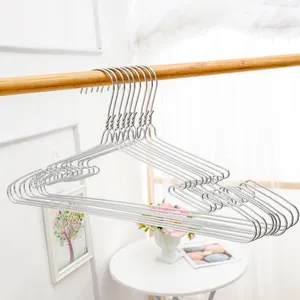 Supermarket Non-slip Wire Metal Chrome Clothes Hangers For Laundry