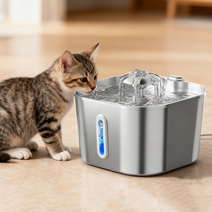 <span class=keywords><strong>Bebedero</strong></span> para <span class=keywords><strong>Gatos</strong></span> y Perros de Acero Inoxidable de 2.2L con Boquilla en Forma de <span class=keywords><strong>Flor</strong></span>, Multiciclo, Ultrasilencioso - Product Image 1