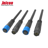 Connecteur mâle femelle de signal d'alimentation étanche Jnicon M12 Ip67 2 3 4 5 broches avec câble