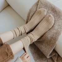 Chaussettes en laine d'hiver pour femmes, épaisses, écologiques, style coréen, couleur unie, haute qualité
