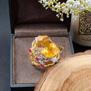 Hot Bán Tự Nhiên S925 <span class=keywords><strong>Citrine</strong></span> Vòng 10*14Mm Chất Lượng Cao Màu Sắc Tuyệt Vời Pha Lê Đá Quý Nhẫn Trang Sức Phụ Nữ Đám Cưới Ban Nhạc Quà Tặng - Product Image 6