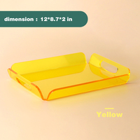 Grande plateau de service en acrylique avec poignées, fait main, décoratif, pour aliments, thé, dîner, collations, fêtes - Durable et portable