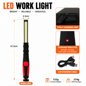 Lámpara de Inspección para Reparación de Automóviles, Magnética, Recargable por USB, Plegable, COB LED, Delgada, para Trabajo en Exteriores - Product Image 2