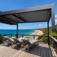 Pergola bioclimatique automatique en aluminium avec revêtement en poudre imperméable pour terrasse, balcon, jardin, patio et utilisation estivale en extérieur