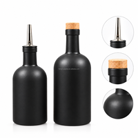 Bouteille en verre vide ronde noire mate et blanche pour huile d'olive 375ml 500ml 750ml, bouteille en verre pour huile d'olive extra vierge biologique avec bec verseur