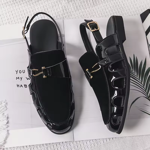 Chaussures habillées en cuir PU pour hommes, vente chaude, sandales à semelle souple pour hommes, chaussures à enfiler pour hommes, chaussures décontractées mi-hautes pour hommes, sandales plates d'extérieur - Product Image 4