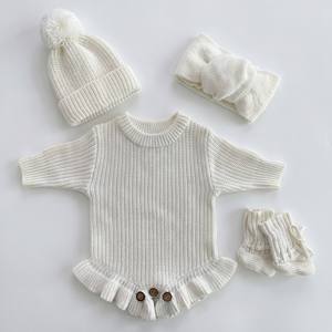 Kaiyue personalizzabile Unisex abbigliamento 4 pz Set pagliaccetto in maglia color lavanda con nome stampato stivaletti con fiocco per bambini estate - Product Image 5