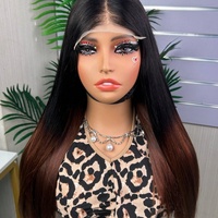 Perruque Lace Closure en Cheveux Humains Vierges Péruviens Lisses, Double Trame, Origine Vietnam, 18-20 pouces, Tissage de Cheveux Sans Chute
