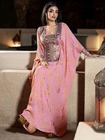Robe Abaya Modeste de Luxe Dorée à Estampage Floral Vintage pour Femmes Musulmanes, Taille Unique, en Polyester Anti-Statique, Idéale pour l'Été