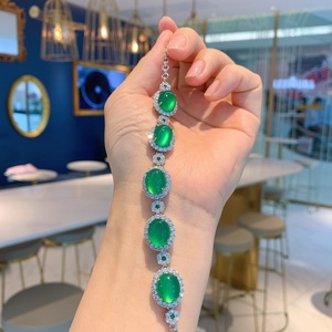 Fashion Jewelry Eco-friendly <b>Copper</b> Green Chalcedony Cubic Zirconia Fine Jewelry Bracelets <b>Bangles</b> for Feminine Premium Gift - Product Image 1