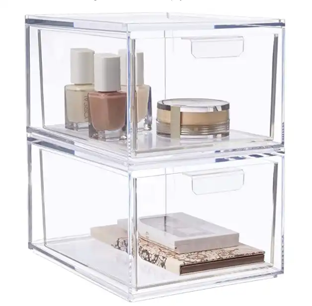scatola acrilica trasparente del cassetto, scatola di immagazzinaggio di  spinta del plexiglass, cassetti cosmetici impilabili trasparenti  dell'organizzatore