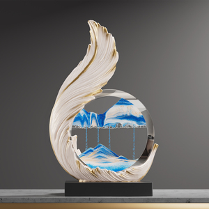 Adorno de arte de arena fluida con alas blancas, pintura de arena en movimiento, decoración de lujo para el hogar, para sala de estar, mueble de TV, estantería - Product Image 5