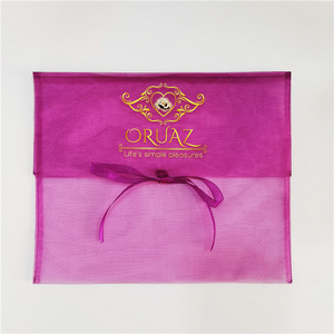Wholesale Logo Printed Personalized Noble Purple Organza Sheer <b>Envelope</b> Cosmetic Packaging Bag Organza Silk Scarf Packaging Bag - Product Image 5