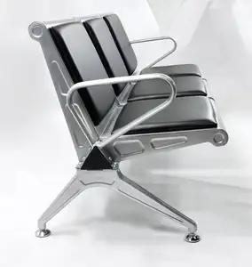 Chaise en métal avec coussin en cuir PU, chaises de salle d'attente, chaise d'attente, salle d'attente, chaise d'attente, chaise d'attente, 3 places