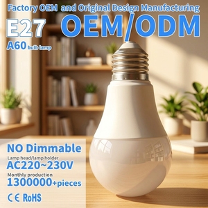 Bombilla LED A60 E27 AC220V Sin Función de Atenuación, Pantalla de PC + Copa de Aluminio Recubierta de Plástico, Índice de Reproducción Cromática Ra80 - Product Image 1