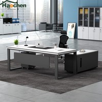 Bureau et chaise de direction modernes trois-en-un avec structure en acier, grande taille, pour PDG/Président/Supérieur/Généraliste