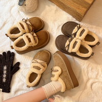 Vente en gros d'usine, bottes de neige fourrées à nœud papillon pour femmes, chaussures d'hiver à plateforme en daim synthétique doublées de fourrure d'agneau, OEM personnalisé