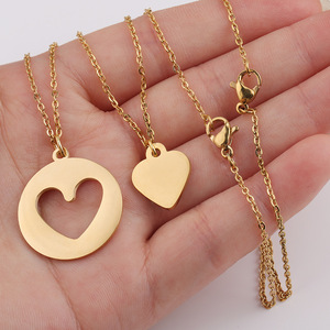Ingrosso 2 pezzi in acciaio inox ciondoli cuore cavo collana set collana madre e figlia gioielli regalo - Product Image 4