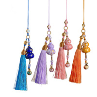 Pendentif en gourde laquée grand format du Temple Lingyin, avec cordon à pompon tressé à la main, chaîne de téléphone portable, création culturelle et artistique