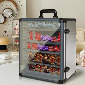 Vitrine miniature pour figurines d'<span class=keywords><strong>action</strong></span>, cadre en alliage d'<span class=keywords><strong>aluminium</strong></span>, matériau MDF, vitrines avec 6 plateaux pour le transport et la protection - Product Image 6