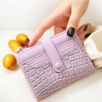 Dompet Pendek Motif Buaya Gaya Korea untuk Wanita, Mini Clutch, Tempat Kartu dengan Ritsleting dan Kancing Tekan