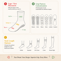 Chaussettes de Pilates personnalisées avec logo tricoté, chaussettes de yoga respirantes en coton écologique avec grip pour studio, yoga, fitness et entraînement