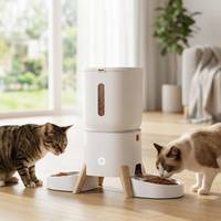 Distributeur automatique de nourriture pour animaux de compagnie programmable 5L avec application WiFi, commande à distance, double bol, machine d'alimentation intelligente à horloge programmée pour chats et chiens
