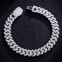 Pulsera de Cadena Cubana de Plata de Ley 925 Maciza con Moissanita de 6-15mm, Estilo Miami Iced Out, Joyería Hiphop para Hombre, Regalo