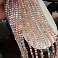 Perles naturelles de qualité AAA de 5 à 5,5 mm, presque rondes, de couleur bonbon, d'eau douce, à haute brillance, rose, violet, tons mélangés, environ 39 cm