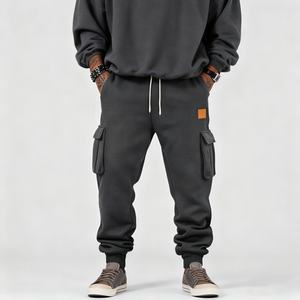 TKAN150D Custom Men's Leather label workwear <b>pants</b> autumn multi-pocket sporty versatile casual <b>pants</b> - Product Image 1