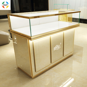 Tempered Glass Mobile Phone Counter Gold Jewelry Display Cabinet, Watches Boutique Display Rack Jade Display Cabinet