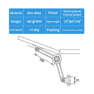 ROEASY-Charnière <span class=keywords><strong>de</strong></span> support <span class=keywords><strong>de</strong></span> couvercle d'armoire pour cuisine, support d'armoire à rabat auto-verrouillable avec <span class=keywords><strong>fixation</strong></span> d'amortissement réglable - Product Image 6