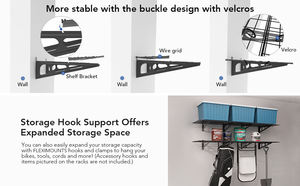 벽 선반 차고 수납 랙 벽걸이형 플로팅 선반 1x6피트 블랙 2팩 플로팅 선반 - Product Image 3
