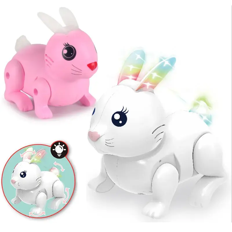 कार्टून प्लास्टिक खरगोश खिलौना संगीत प्यारा पालतू स्विंग बिजली यूनिवर्सल खिलौना खरगोश बच्चों के लिए