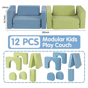 Giving Tree Modular Kids Play Couch 12 Pcs 65inch Soft Furniture for <b>Children's</b> Room and Play Area - Product Image 1