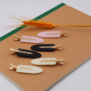 Logo personnalisé sans pli pinces à cheveux sans pli 6.5cm épingles à cheveux en bec de canard plat Barrette pour maquillage acétate sans courbure pinces à cheveux fantaisie - Product Image 3