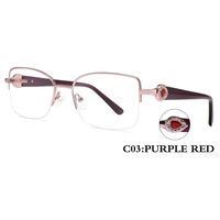 Monturas de Gafas Metálicas de Media Montura FEROCE de Lujo para Mujer con Decoración de Piedras Preciosas en Forma de Gota, Estilo Joyería de Diseñador