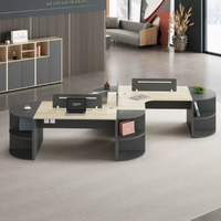 Nouveaux bureaux de travail modernes et simples en bois semi-circulaires, design à panneaux extensibles, postes de travail commerciaux personnalisables pour plusieurs personnes