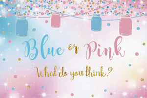 Sfondo per Rivelazione del Sesso del Bambino, Rosa o Blu, Fondale Fotografico in Vinile con Pavimento in Legno, Banner per Festa di Rivelazione del Sesso - Product Image 5